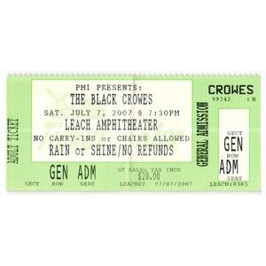 2007 Black Crowes Concert Ticket Stub Oshkosh WI